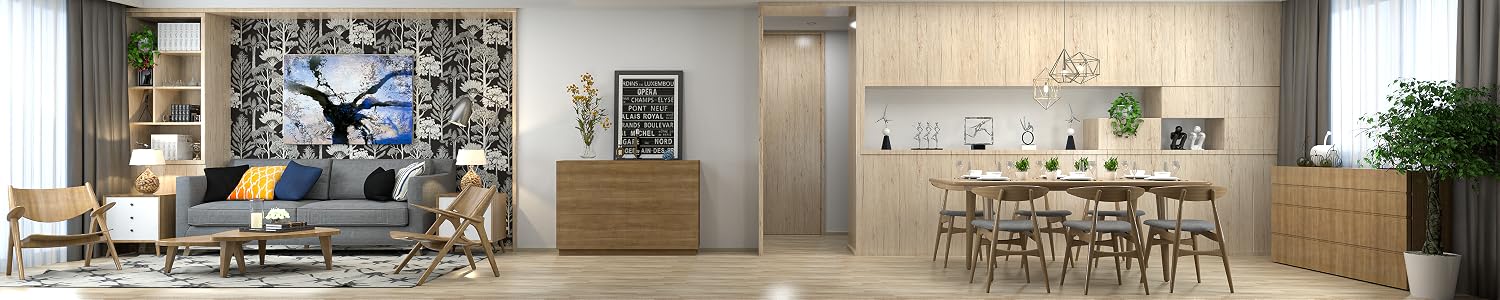 Lativo wallpaper in a modern living and dining room